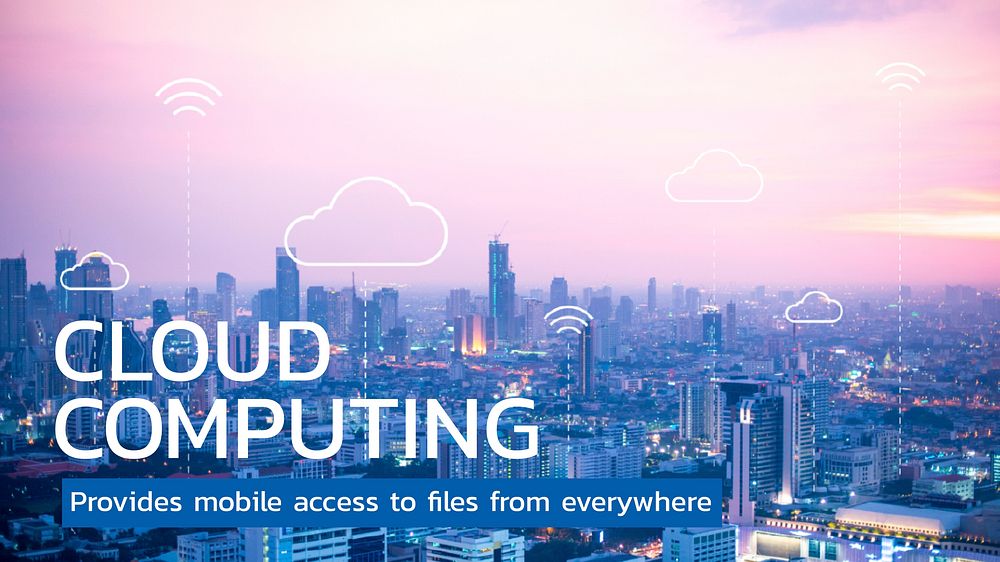 Cloud computing template vector for smart city blog banner