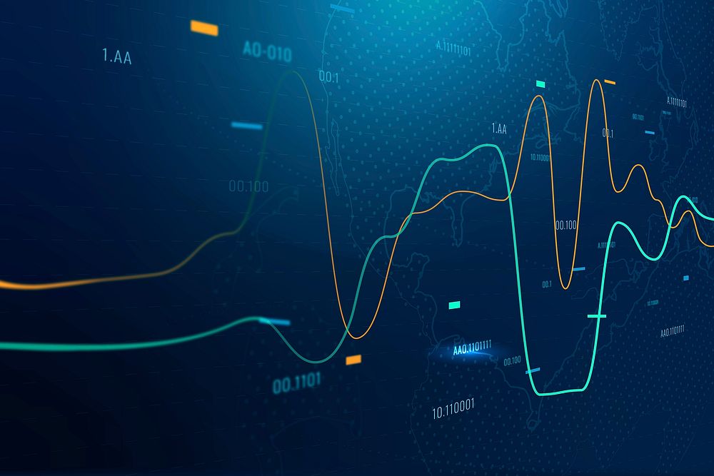 Global business background with stock chart in blue tone