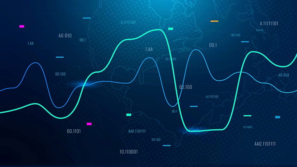 Global business background vector with stock chart in blue tone