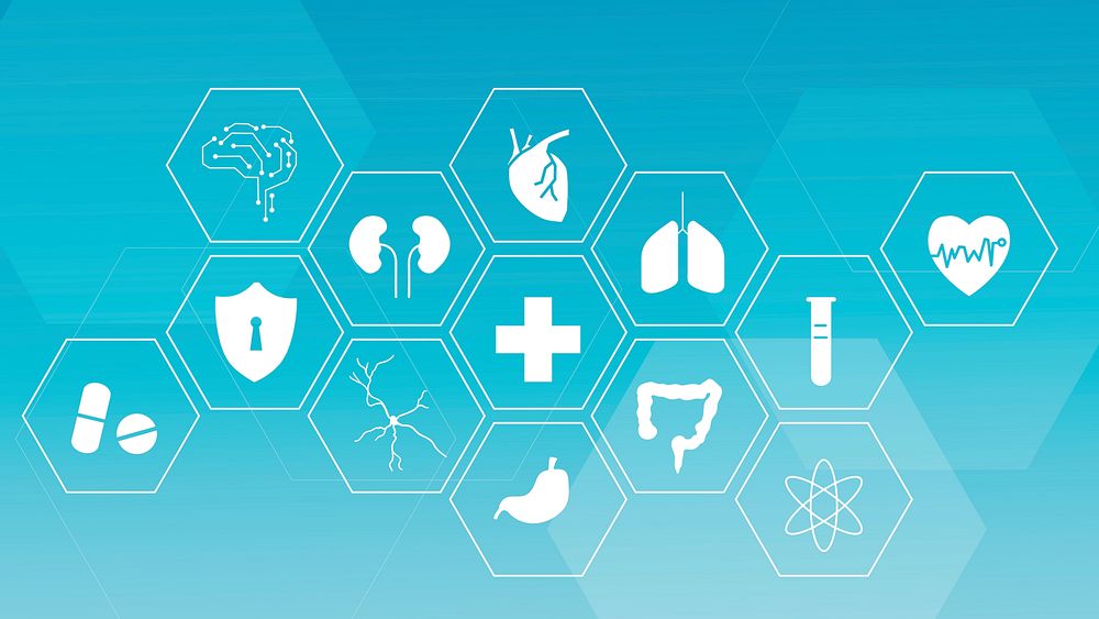 Medical technology icon set for health and wellness
