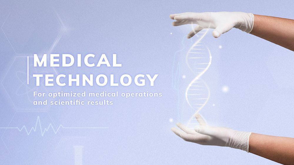 Medical technology science template vector with DNA helix presentation