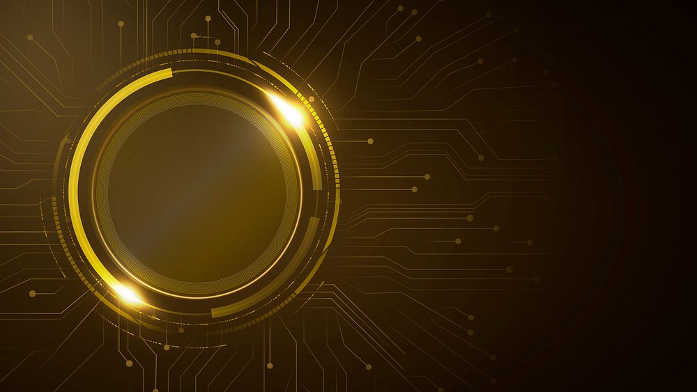 Digital circle circuit gold background futuristic technology