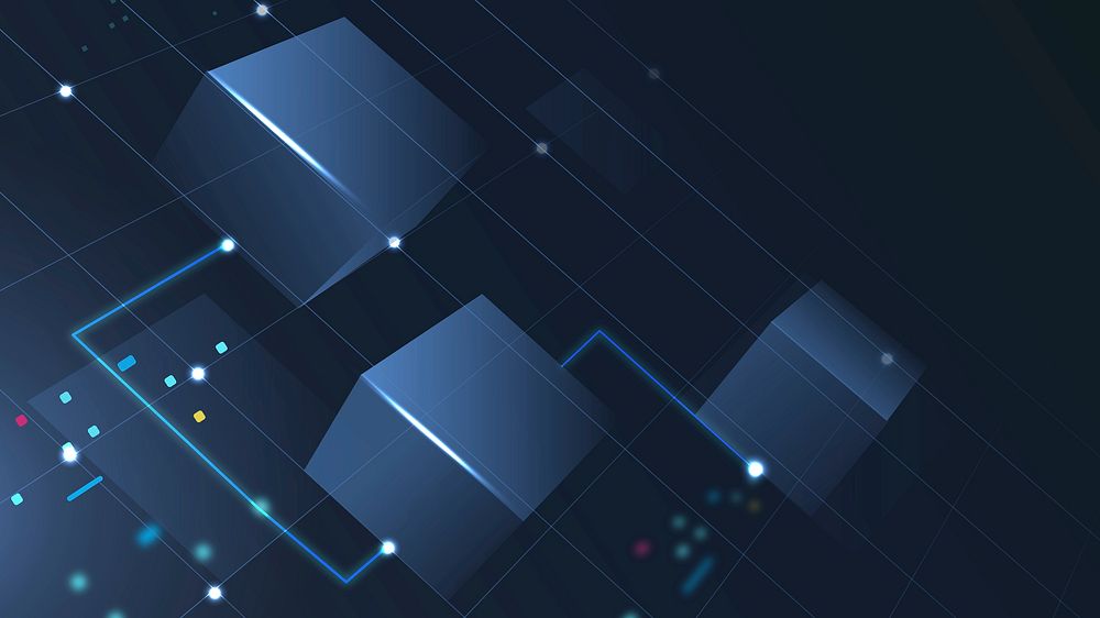 Blockchain technology background in gradient blue