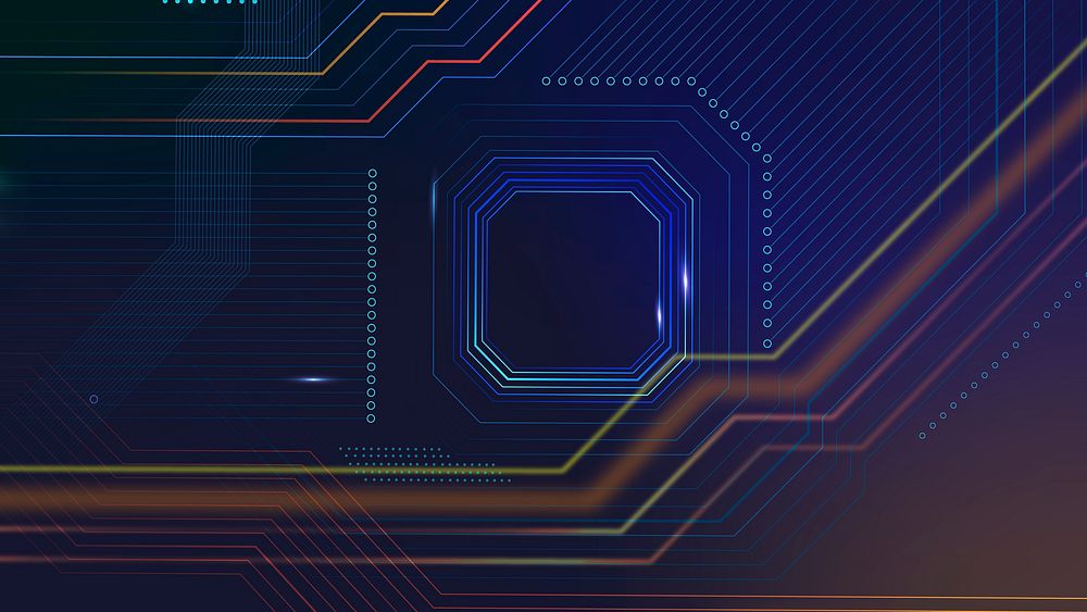 Smart microchip technology background in gradient blue