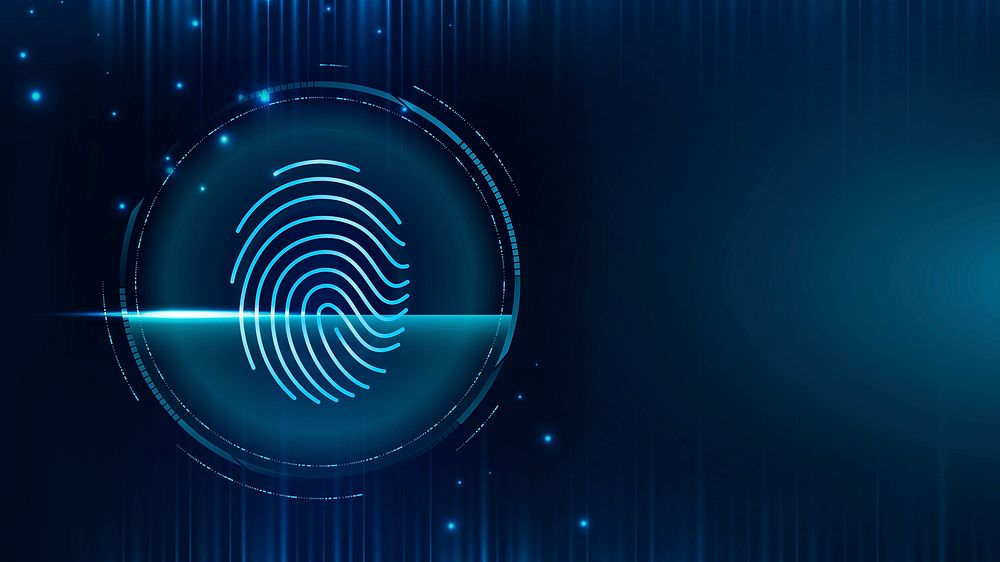 Fingerprint scanner background cyber security technology in blue tone
