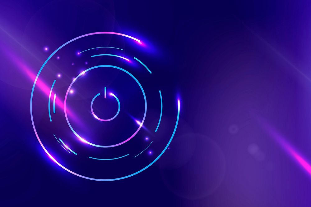 Power button technology background vector in purple tone