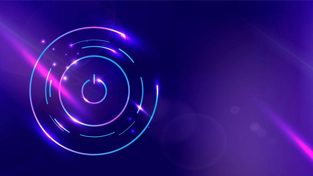 Power button technology background vector in purple tone