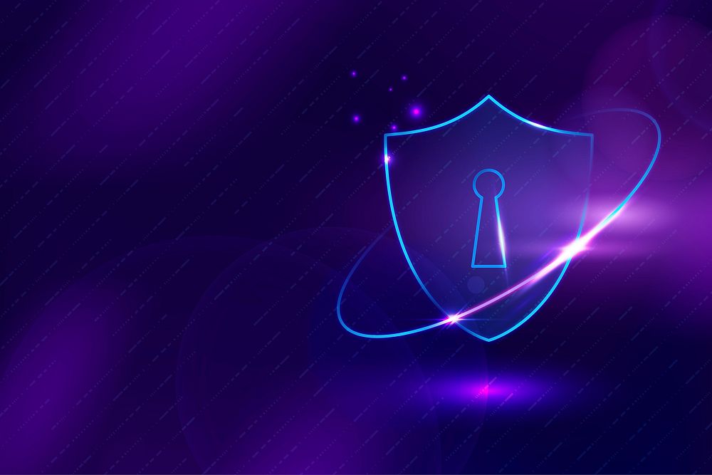 Data protection background cyber security technology in purple tone