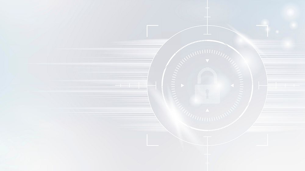 Cyber security technology background vector with data lock icon in white tone