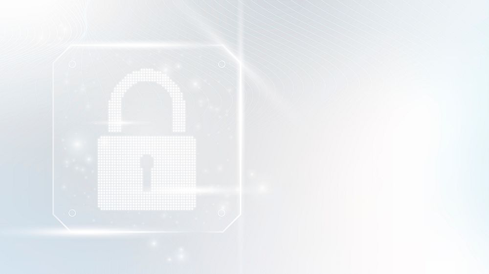 Data lock background cyber security technology in white tone