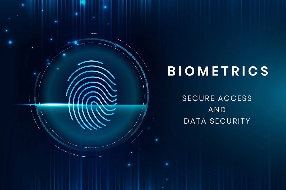 Biometrics technology template vector with fingerprint scan