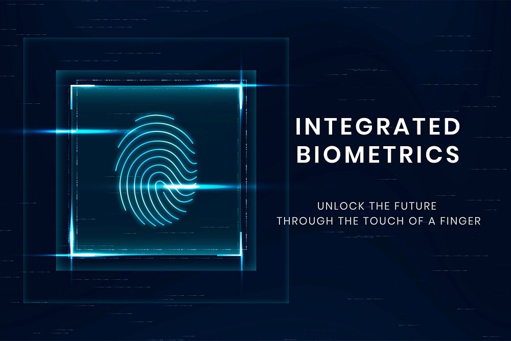 Integrated biometrics technology template vector with fingerprint scan