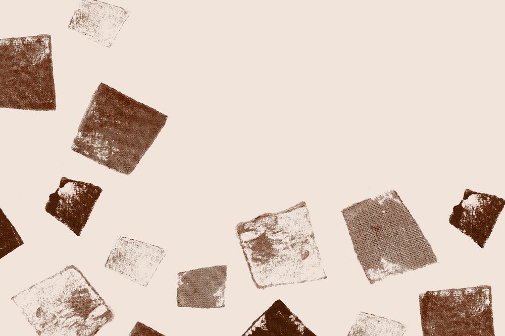 Brown block print background with uneven square stamp