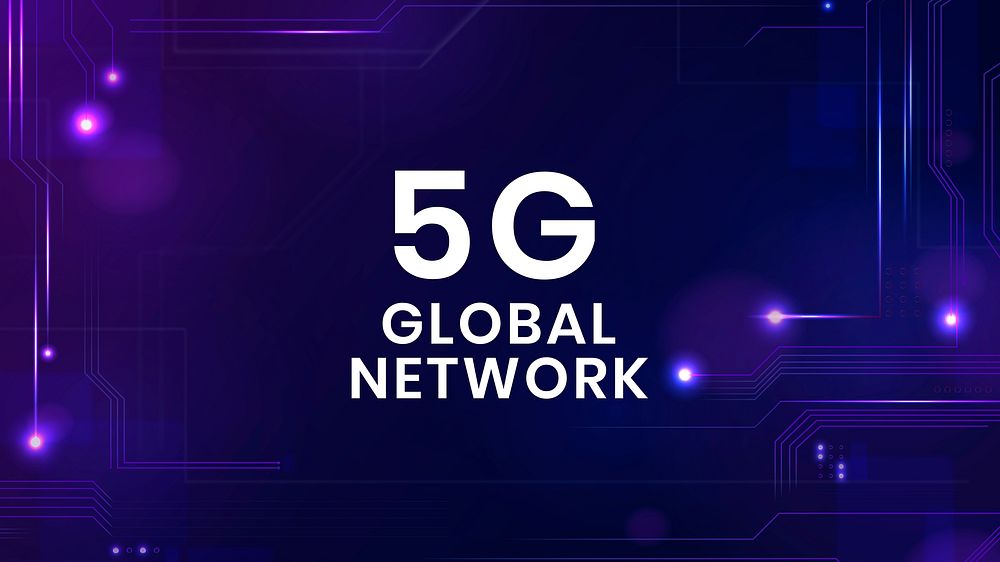 5G global network text on digital technology background