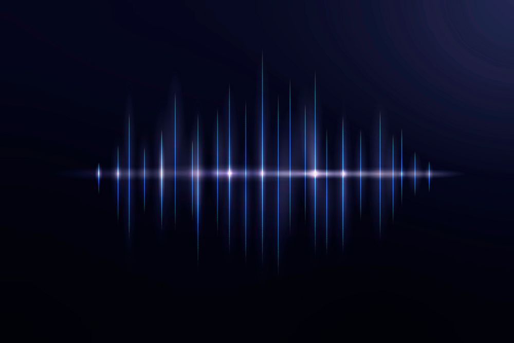 Music equalizer technology black background vector with blue digital sound wave