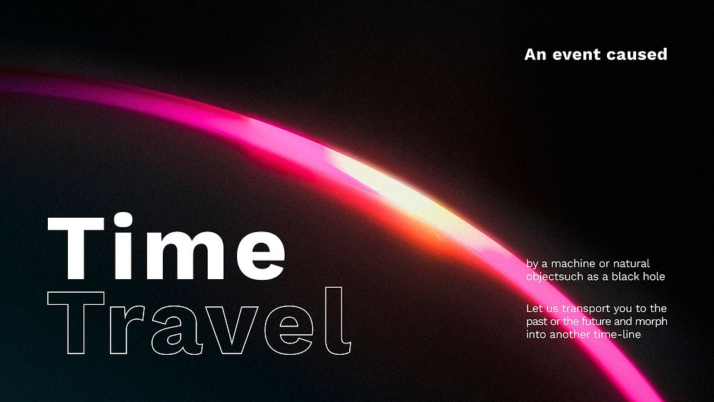 Time travel blog banner quote in aesthetic led light effect