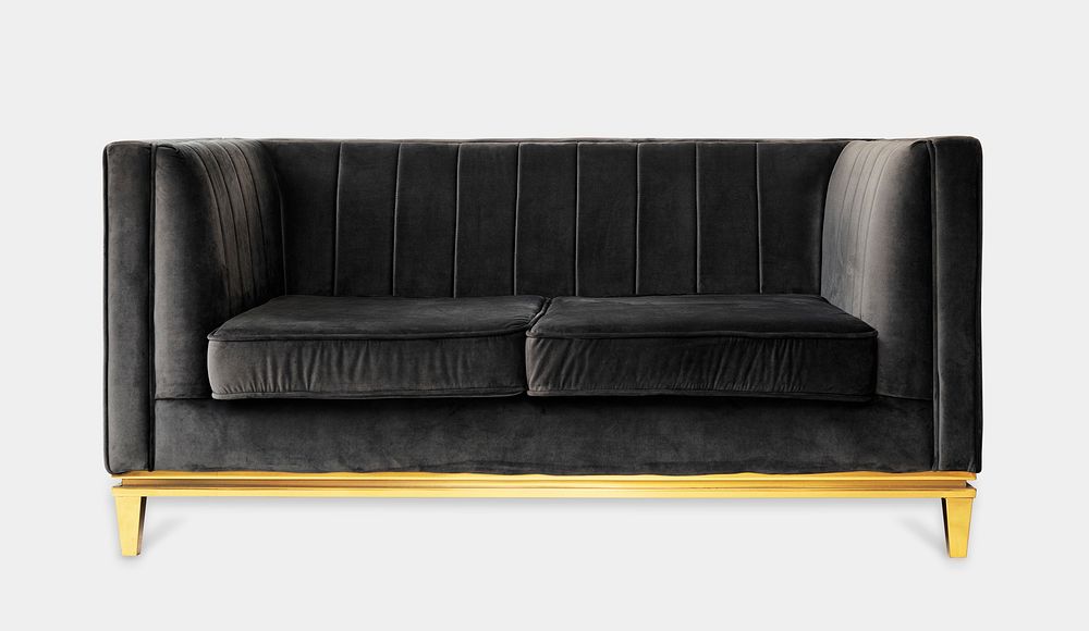 Black leather tuxedo sofa living room furniture