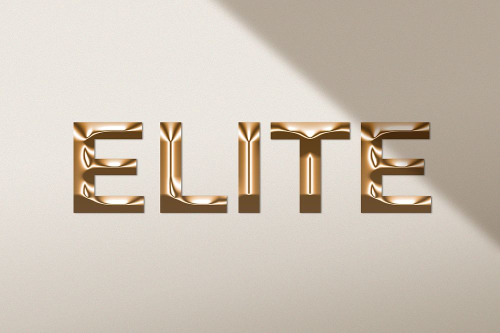 Elite word in metallic gold style