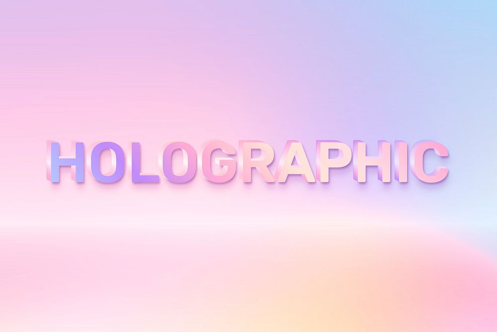 Holographic in word in colorful text style