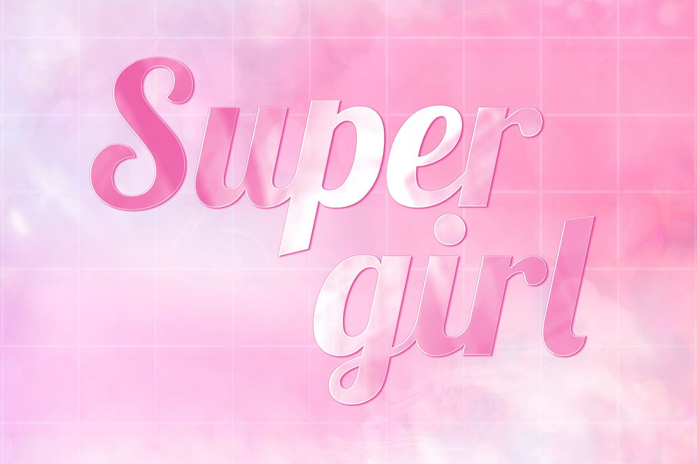 Super girl aesthetic text in cute shiny pink font