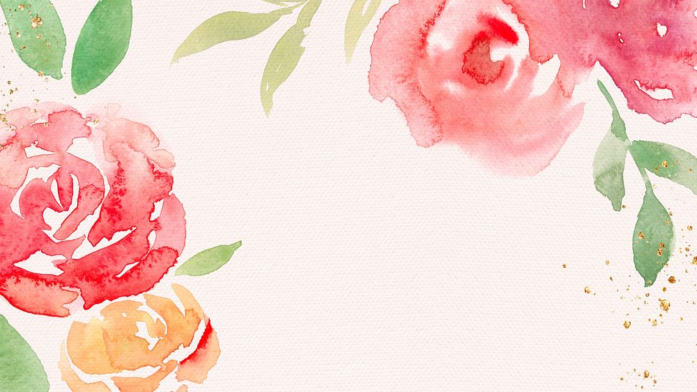 Pink rose frame background spring watercolor illustration