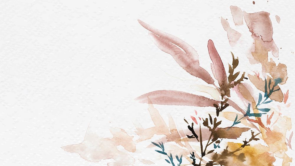 Autumn floral border background vector in white with leaf watercolor illustration