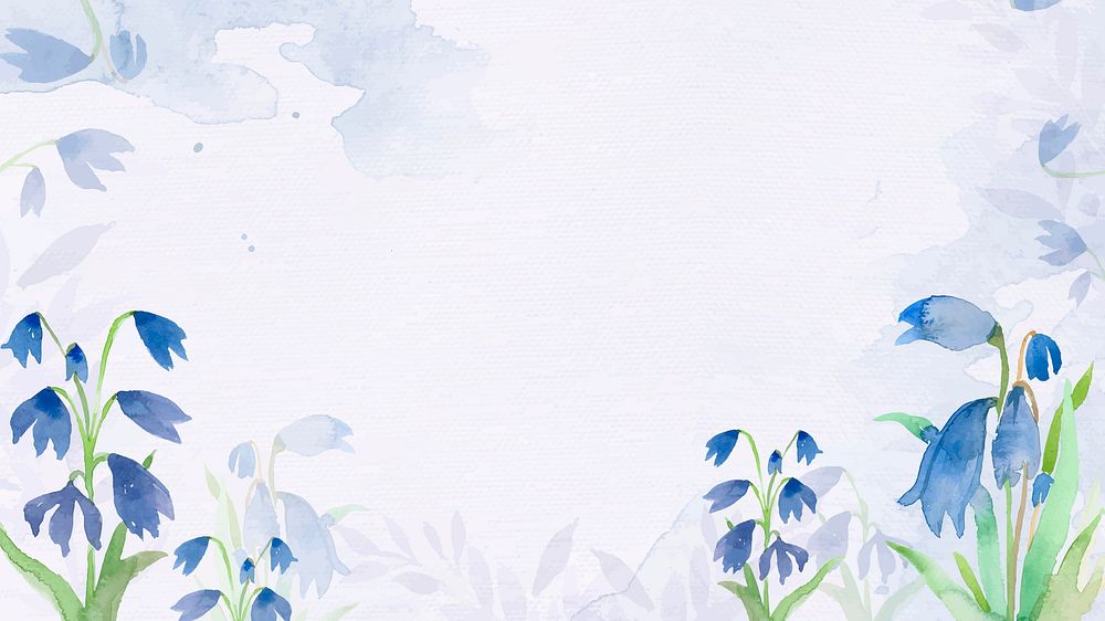 Early scilla flower background vector in blue watercolor winter season