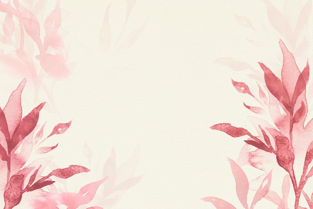Pink watercolor leaf background aesthetic spring season