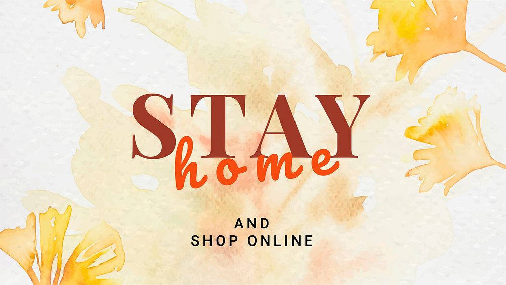 Aesthetic autumn shopping template vector with stay home text ad banner