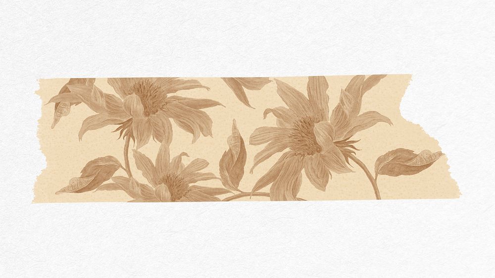Flower collage washi tape, DIY decorative scrapbooking graphic