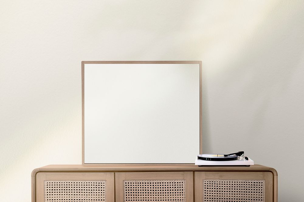 Square photo frame, realistic wall Free Photo rawpixel