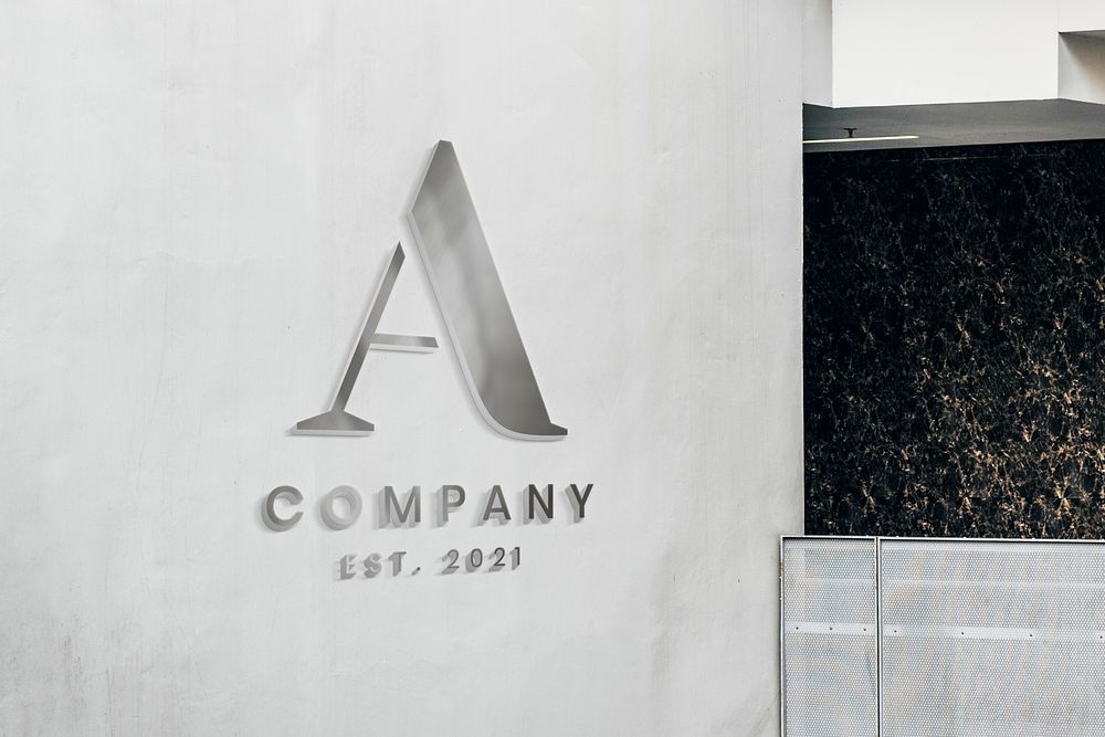 Corporate wall logo, modern architecture, high quality image