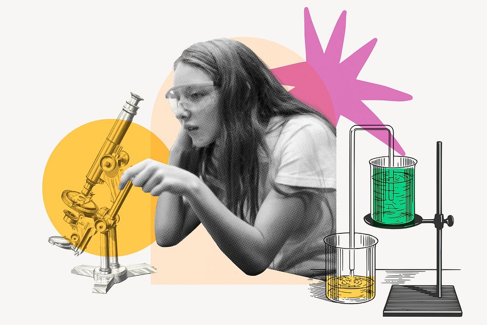 Teen scientist background, education color pop design 