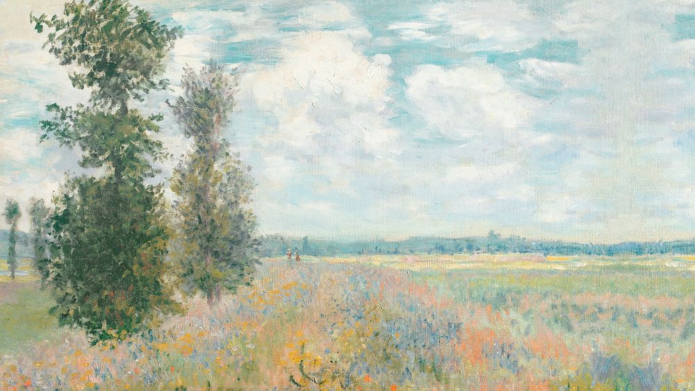 Monet's landscape HD wallpaper, vintage artwork remixed by rawpixel