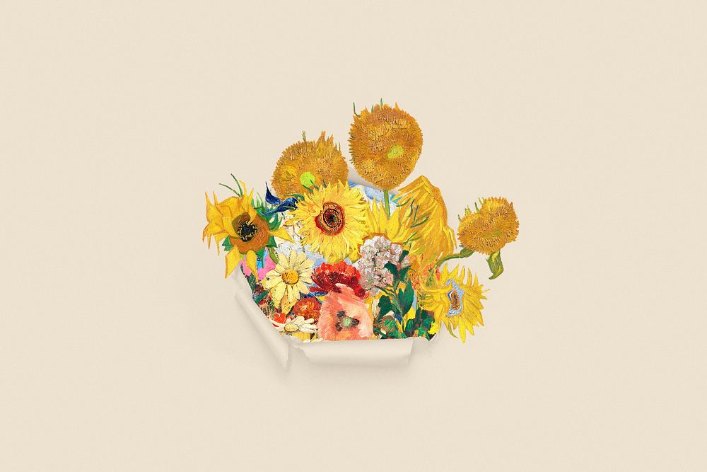 Sunflower background, Van Gogh's artwork remixed by rawpixel psd