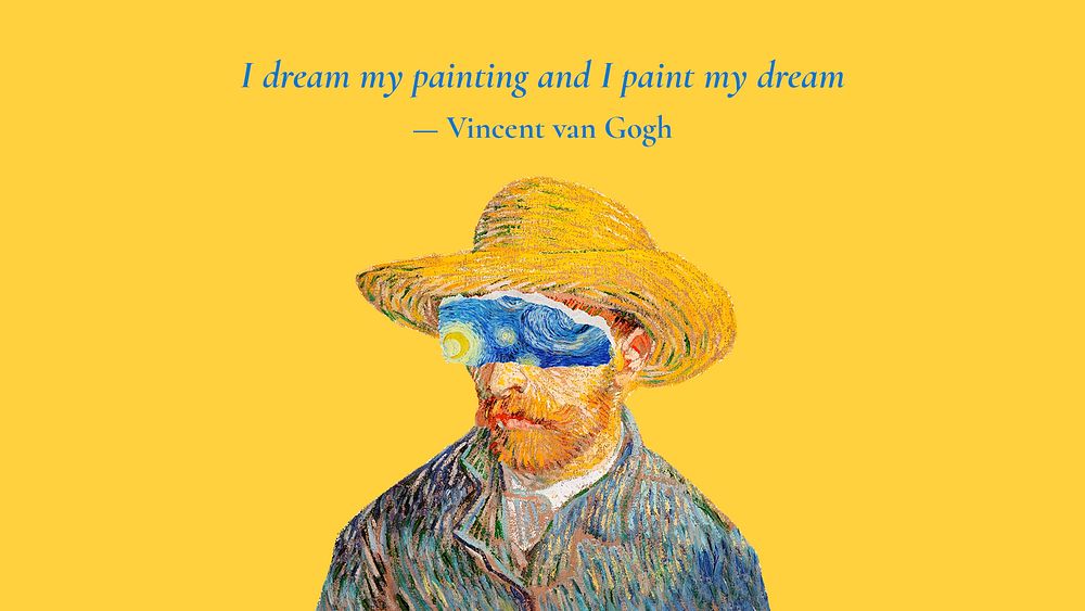 Van Gogh PowerPoint presentation template, self-portrait remixed by rawpixel psd