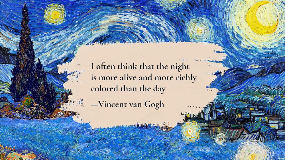 Van Gogh PowerPoint presentation template, Starry Night painting remixed by rawpixel psd