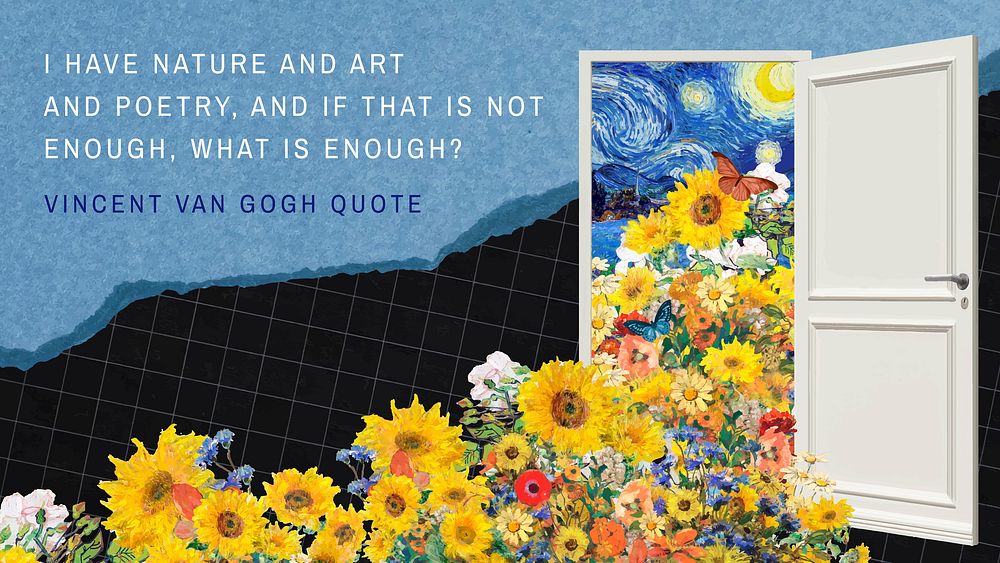 Sunflower door blog banner template, Van Gogh famous artwork remixed by rawpixel vector