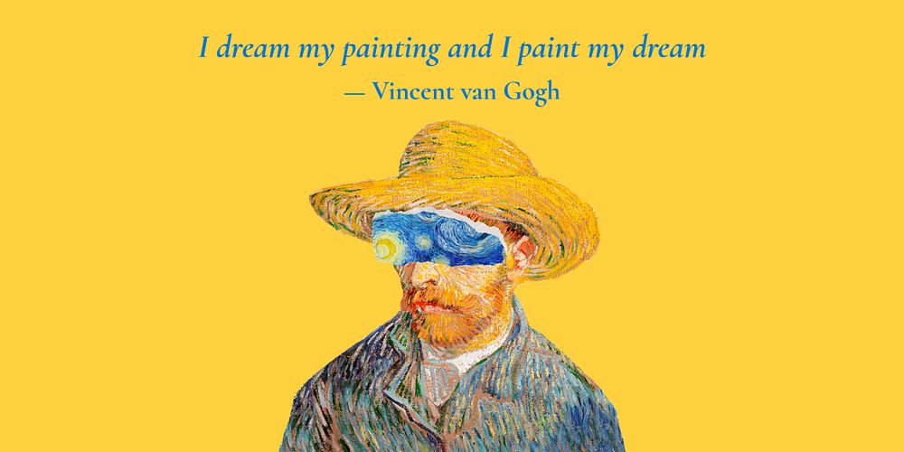 Van Gogh's Twitter post template, self-portrait remixed by rawpixel vector