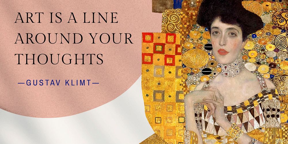 Adele Bloch-Bauer Twitter post template, Gustav Klimt's artwork remixed by rawpixel vector