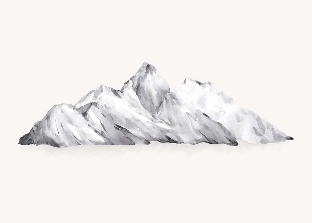 Watercolor mountain, winter nature collage element vector