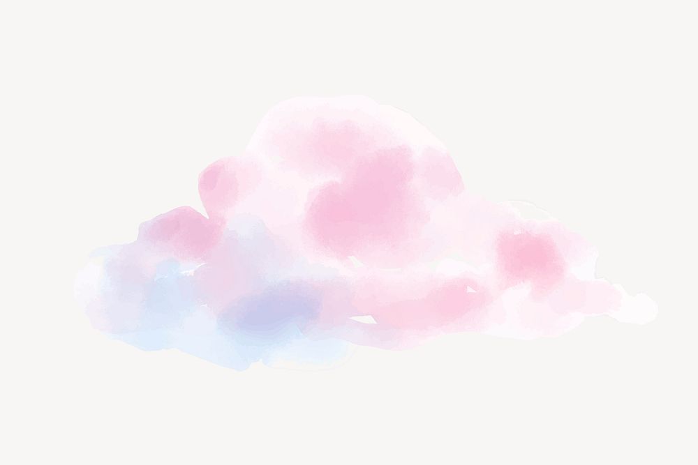 Aesthetic cloud sticker, watercolor design vector