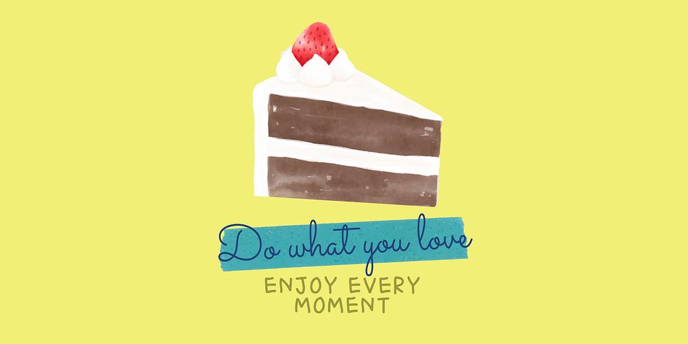 Cute cake twitter post template, watercolor design vector
