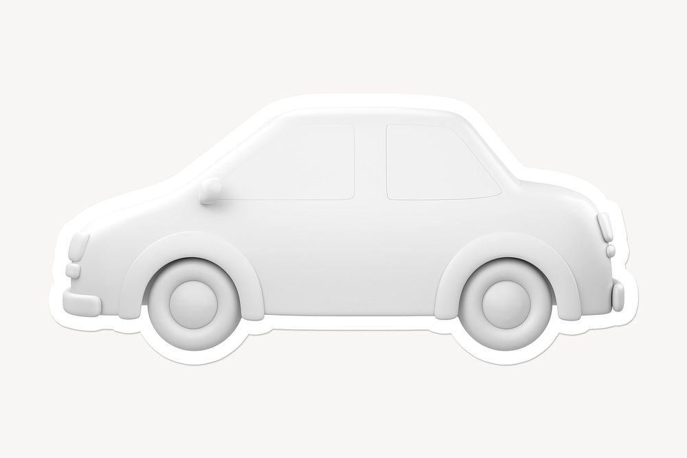Car, vehicle, white 3D graphic with border