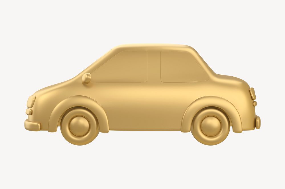 Car icon, 3D gold design