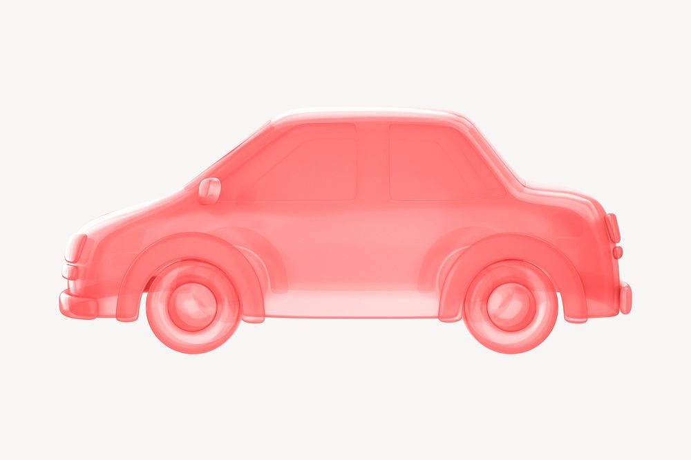 Car icon, 3D transparent design psd