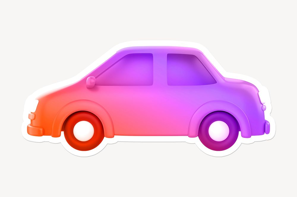 Car, vehicle, 3D gradient design with white border