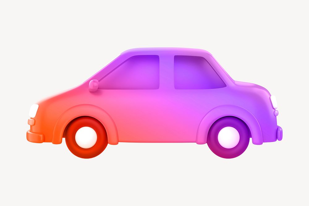 Car icon, 3D gradient design psd