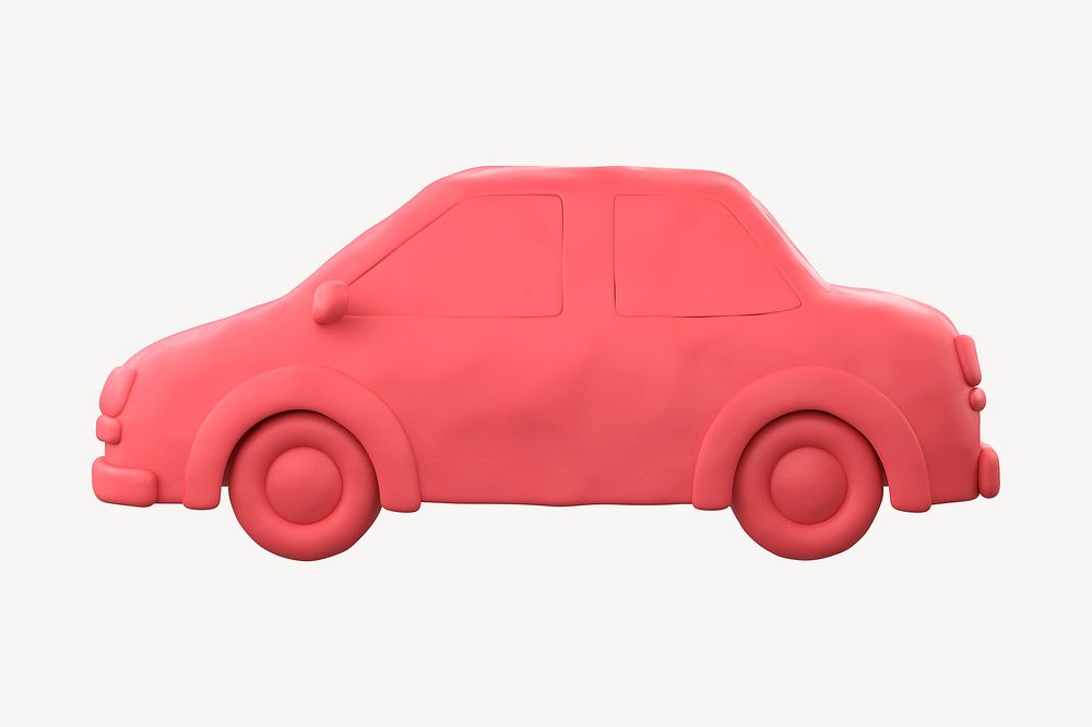 Car icon, 3D clay texture design