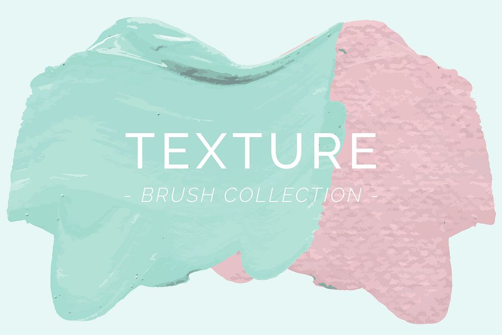 Mint green and pink oil paint brush stroke texture on a plain paper background vector